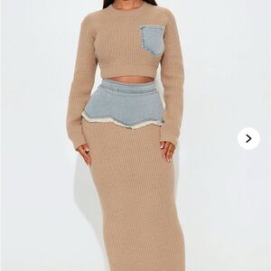 Fashion Nova Rhea Sweater Skirt Set XS